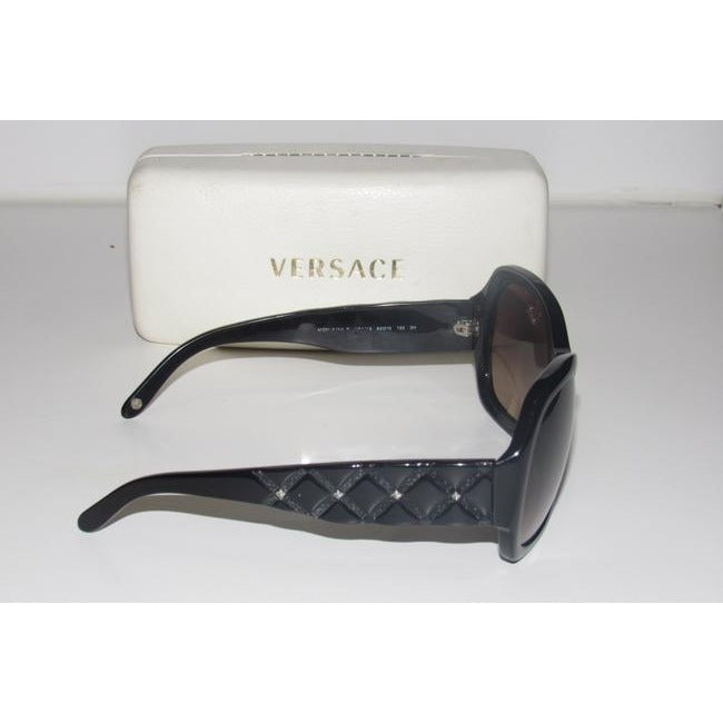 Versace Marbleized Heavy Plastic In Brown With Rhinestone Accents Sunglassesdesigner Sunglasses