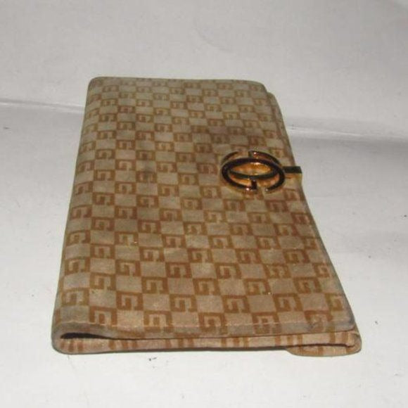 RARE Gucci Brown Square G Logo Print Suede Leather