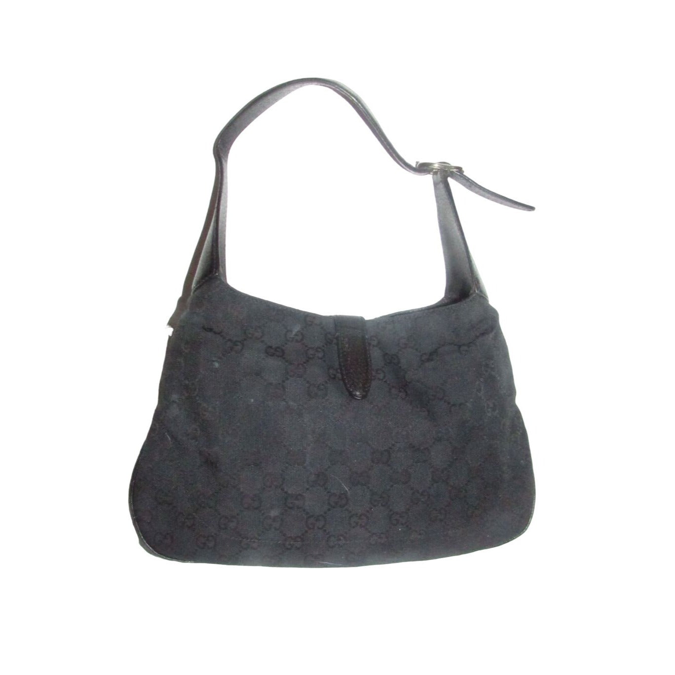 Gucci, large size, black Guccissima print & black leather, 1961 Jackie hobo style, shoulder bag with a gold piston closure
