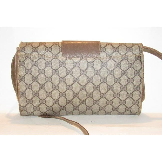 Gucci Horsebit Vintage Accessory Collection Two Way Brown Gg Canvas Bag