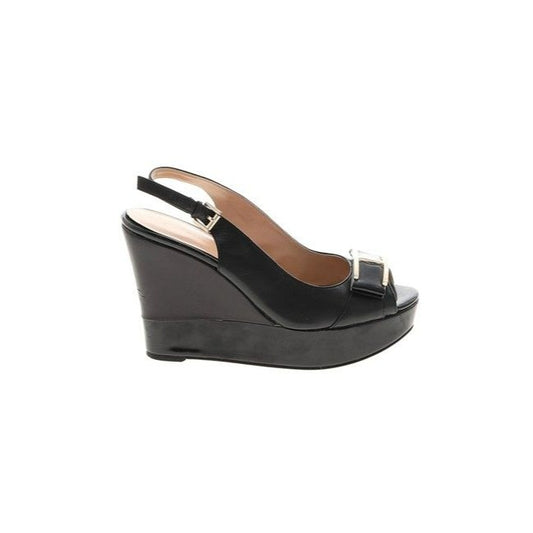 Tommy Hilfiger Black Patent Peep Toe Platform Wedge Pumps Size Us