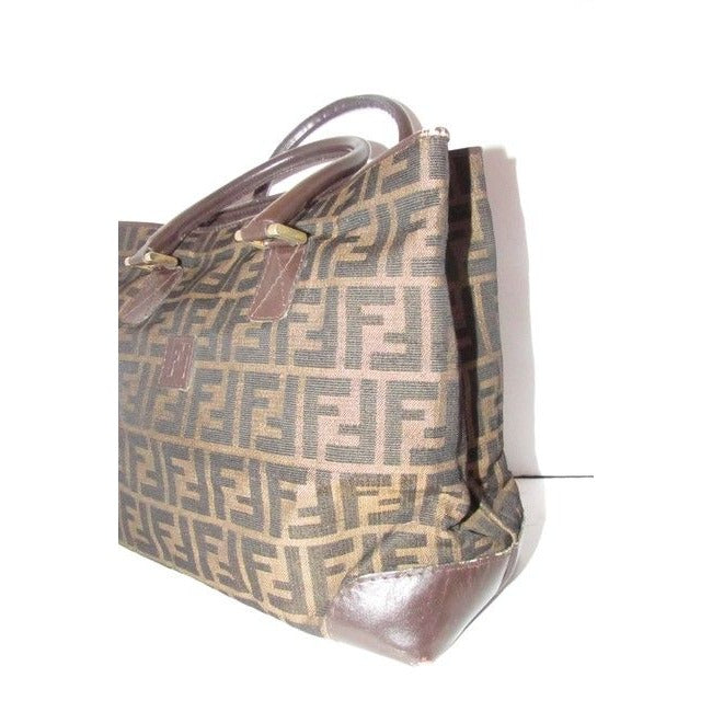 Fendi Top Handle Tobacco Zucca Print Canvas And Leather Satchel