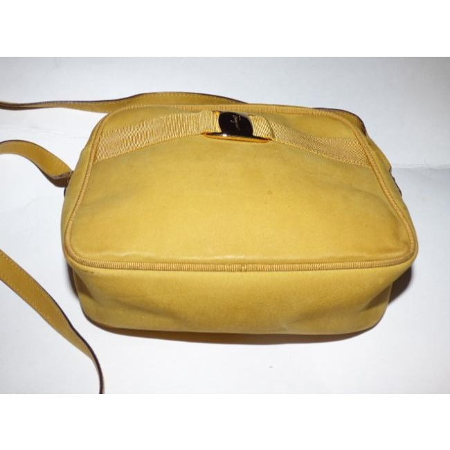 Salvatore Ferragamo Vara Ribbon Mustard Yellow Suede And Leather Cross Body Bag