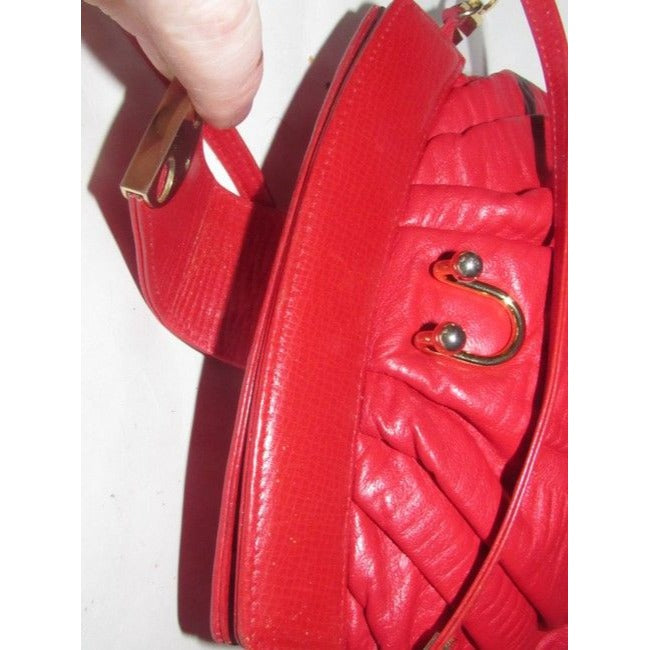 Vintage Bally Red Textured Leather Two- Way- Cross Body or Clutch