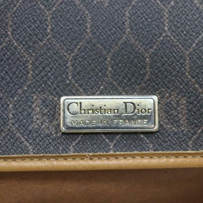 Dior Vintage Purse Camel Honeycomb Print On Grey Coated Canvas And Camel Leather Cross Body Bag