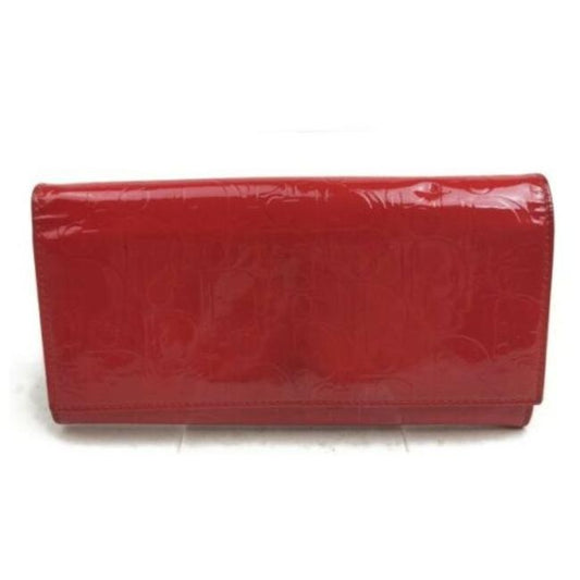 Dior Trotter Print Red Embossed Leather Wallet