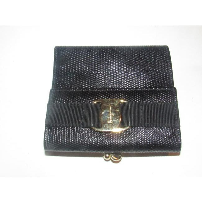 Salvatore Ferragamo Black Textured Leather Vintage Wallet