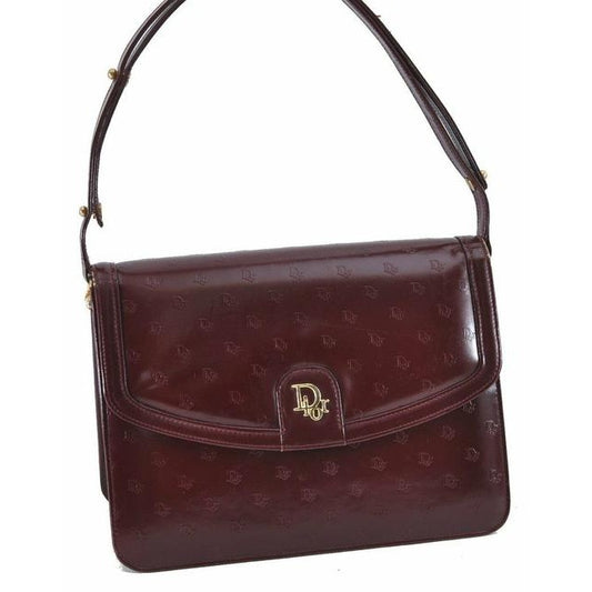 Dior And Handle Burgundy Trotter Print Leather And Canvas Shoulder Bag