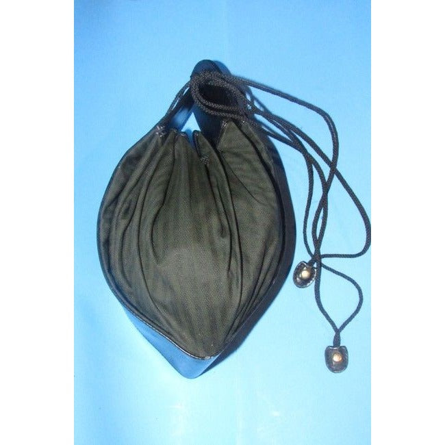 Fendi Early By Karl Lagerfeld Drawstring Fan Purse Black Thin Striped Print Canvas And Hard Black Le