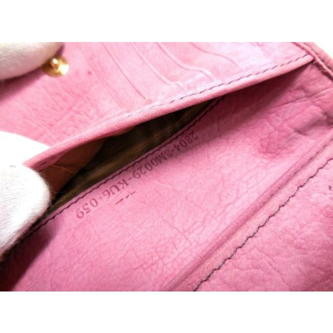 Fendi Pink Suede Leather With Gold Studs Bi Fold Wallet