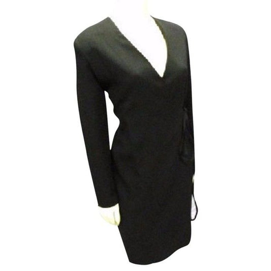 Emanuel Ungaro Black Lightweight Lined Wool Vintage Knee Length Dress