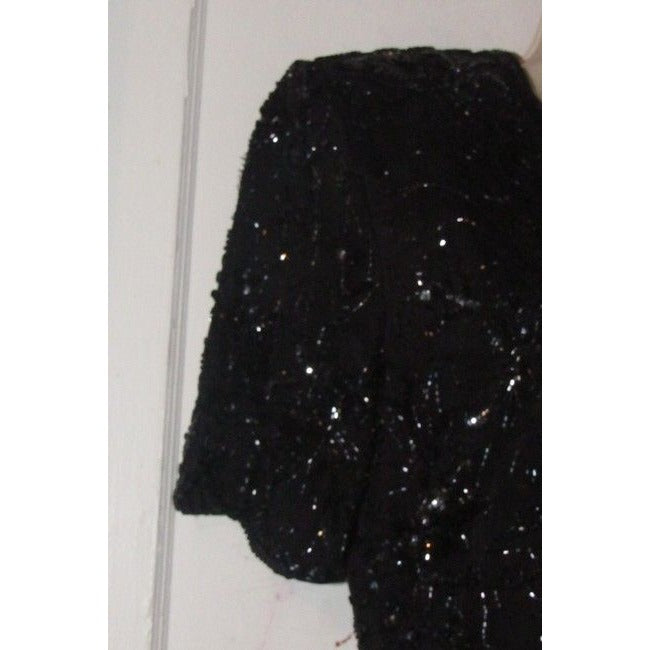 Stenay Black Silk Vintage Bead Sequins Top