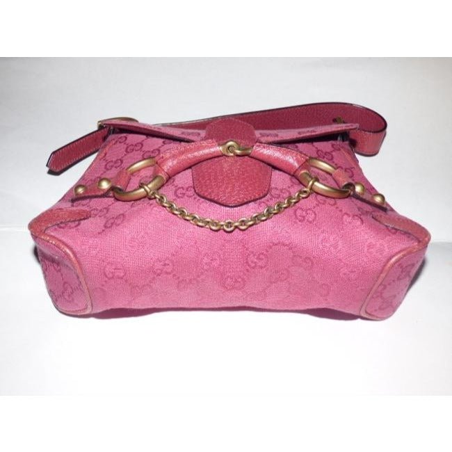 Gucci Horsebit Top Handle Bag W Canvasleather W Chain Pink Guccissima Printgold Leather And Canvas S