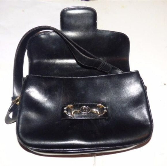 Vintage Gucci 1955 Horsebit black leather purse!