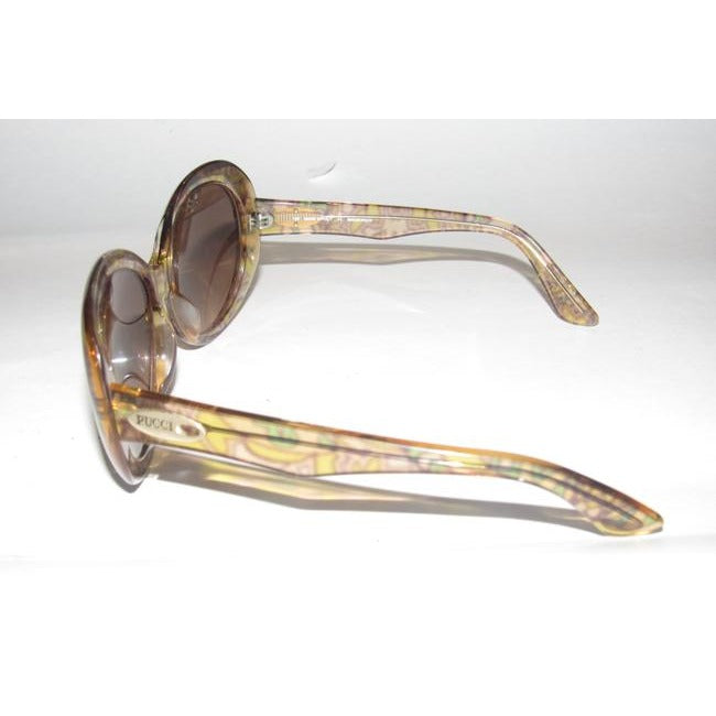 Emilio Pucci Marbleized Heavy Plastic In Browns And Greens Sunglassesdesigner Sunglasses