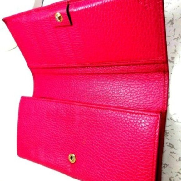 Gucci Fuchsia W Gold Hardware XL Checkbook Size