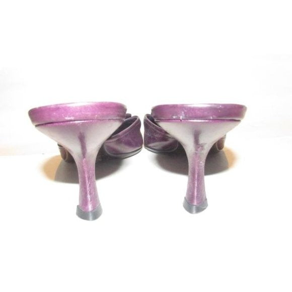 PRADA Purple Leather w Chrome Buckle Kitten Heels