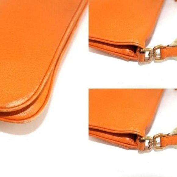 Prada Orange Leather Messenger Bag with a Canvas Strap