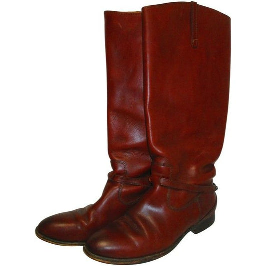 Frye Cognac Brown Classic Equestrian Inspired Knee High Bootsbooties Size Us