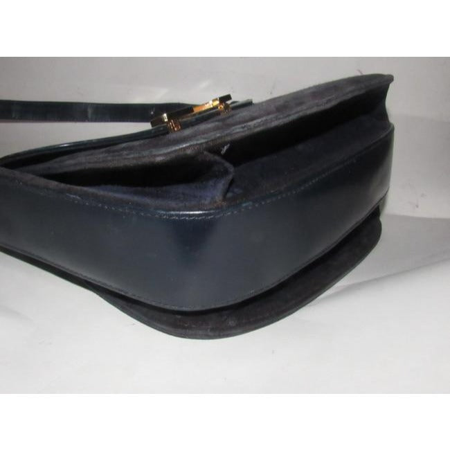 Gucci Vintage Pursesdesigner Purses Navy Leather And Grey Suede Shoulder Bag