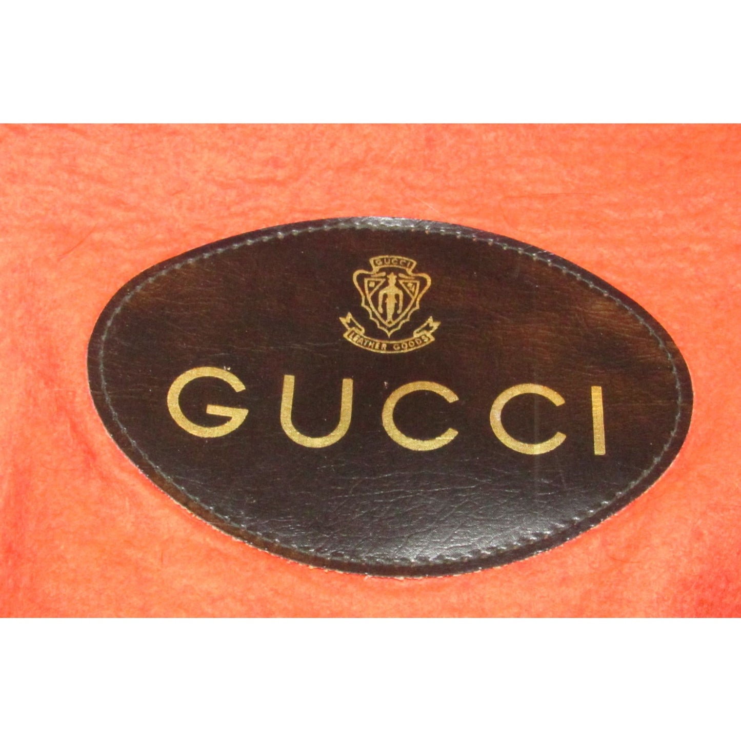 Vintage, Gucci, red soft wool & black leather, large tote with a leather oval with 'GUCCi' and the crest accent at the center