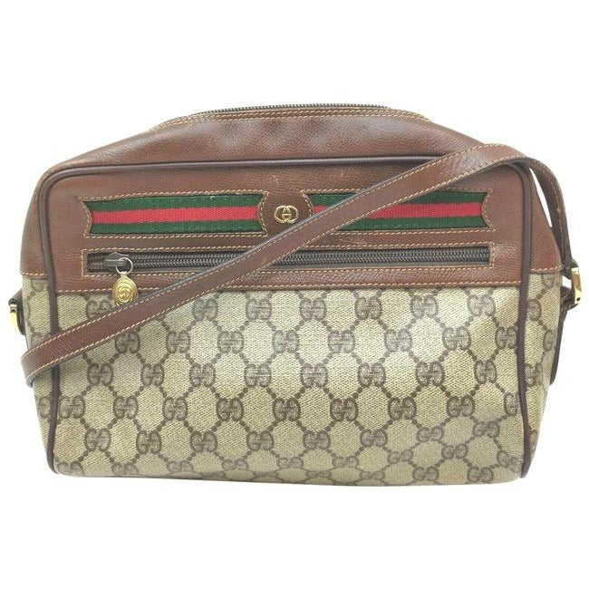 Gucci Ophidia Shoulder W Guccissima Canvasleather Redgreen Brown Printredgreen Stripe Coated Canvas