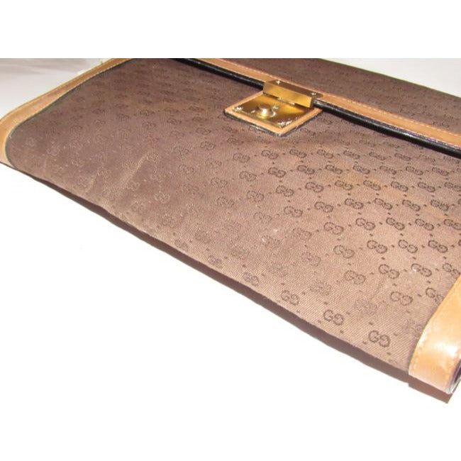 Gucci Brown Micro Guccissima Print Leather And Canvas Clutch