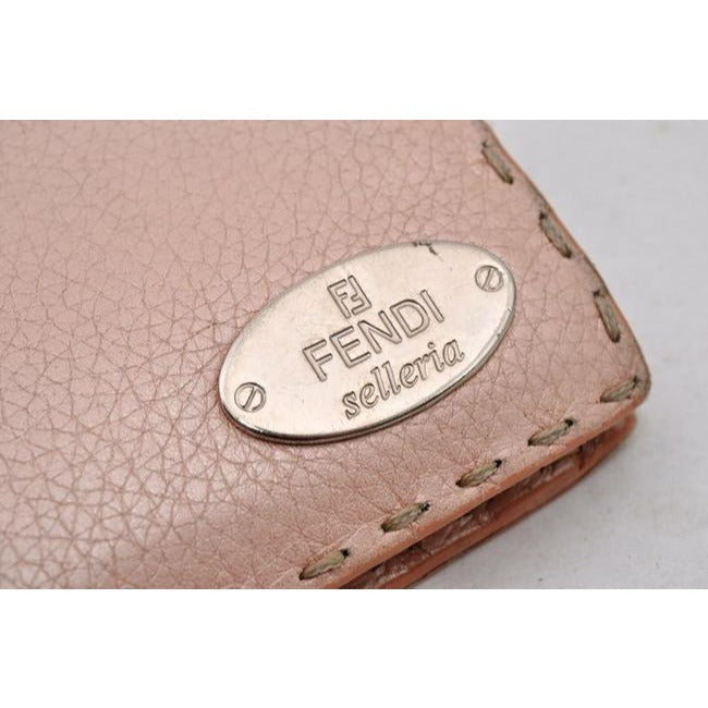 Fendi Pink Selleria Leather W Bi Fold Coin Purse Wallet