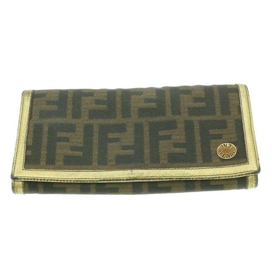 Fendi Zucca Print Gold Leather Vintage Wallet