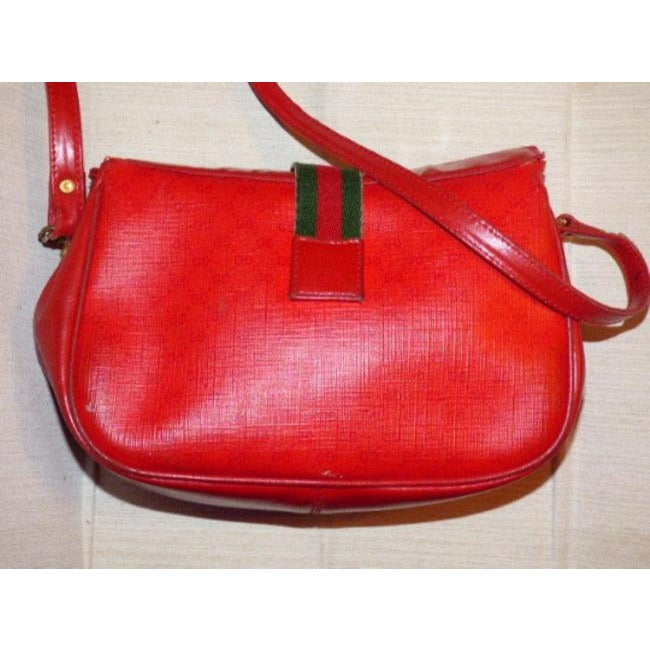 Gucci Red Micro Guccissima Print & Red Leather Shoulder Bag w Sherry Stripe