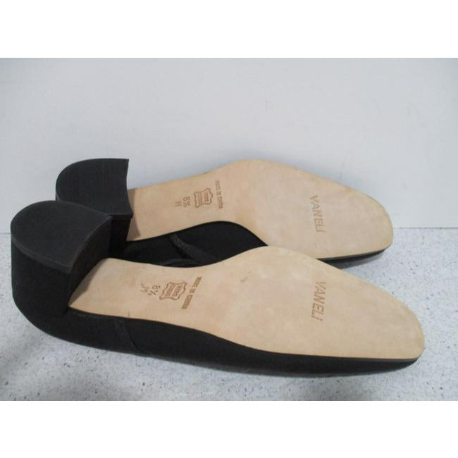 Vaneli Black Fabric Square Toe Single Cross Strap Mulesslides Size Us