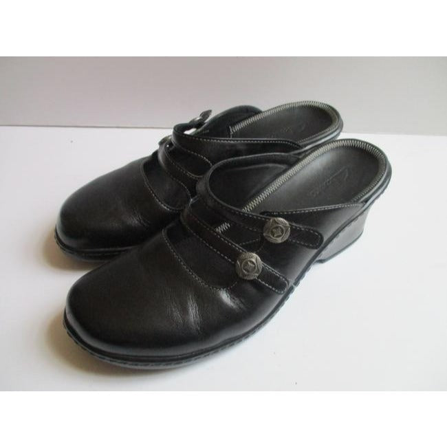 Clarks Black Elasticized Straps Mulesslides Size Us