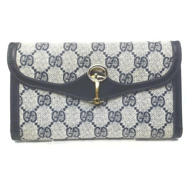 Gucci Navy Guccissima Horse Bit Leather Wallet