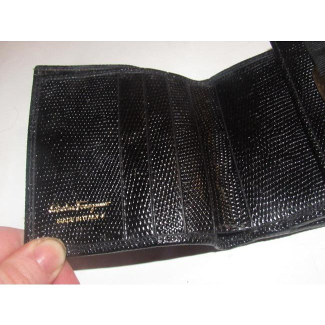 Salvatore Ferragamo Black Textured Leather Vintage Wallet