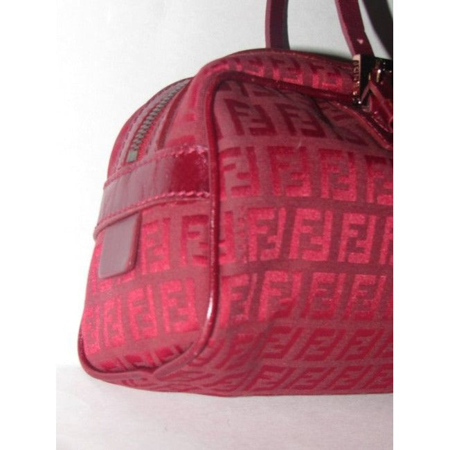 Fendi Shoulder Pursesdesigner Purses Dark Red Zucchinorose Gold Canvas And Leather Satchel