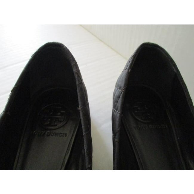 Tory Burch Black Gold Logo Quilted Ballet Flats Size Us