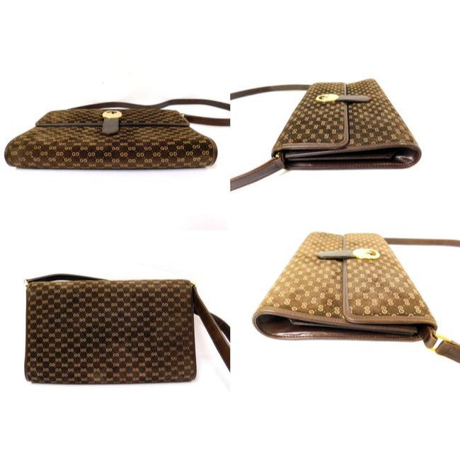 Gucci Clutch Micro Guccissima Print Suedeleather Two Way Style Clutchshoulder Brown Suede Shoulder B