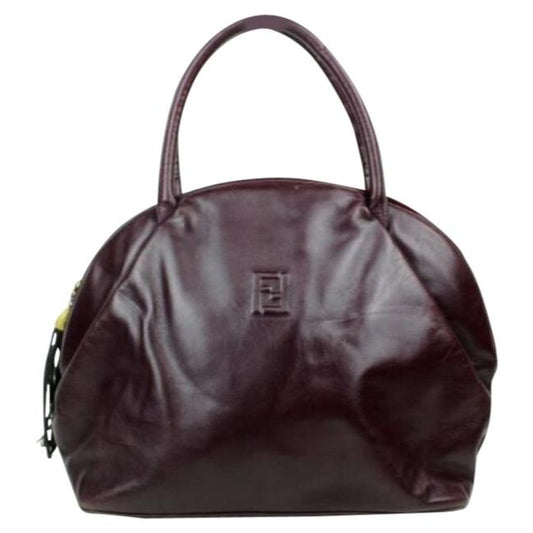 Fendi W Early Top Handle Pasta Or Noodle Burgundygold Pasta Tassel Leather Satchel