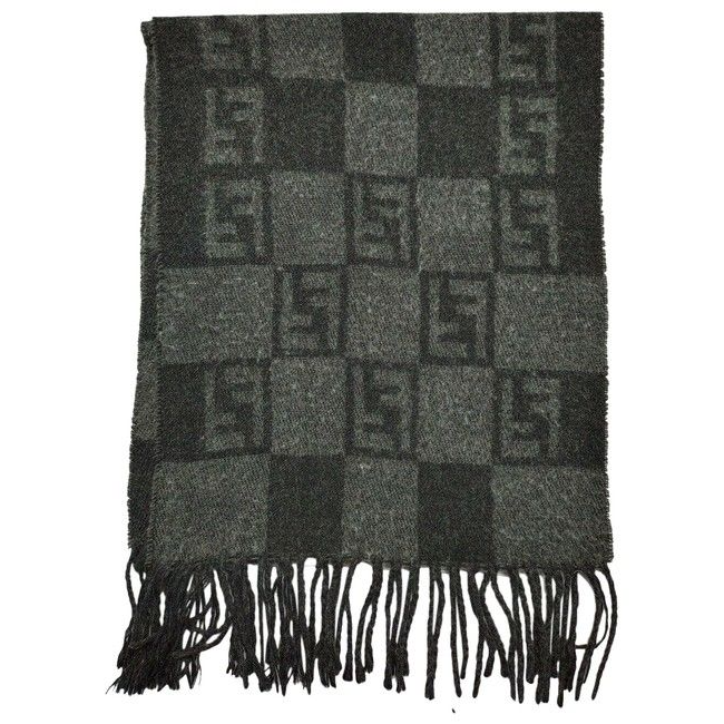 Fendi Zucca Print In Greys Logo Wool Scarf