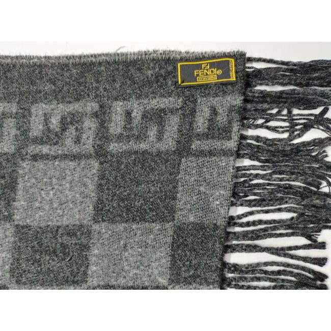 Fendi Zucca Print In Greys Logo Wool Scarf