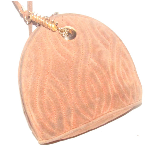 RARE, Fendi, caramel quilted suede, two way style purse with a 'pasta' or 'noodle' design in the quilted suede & hardware