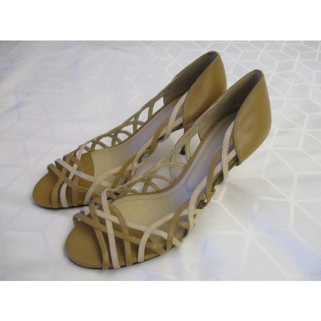 Klub Nico Tan Beige Taupe Scalloped Woven Pumps Size Eu