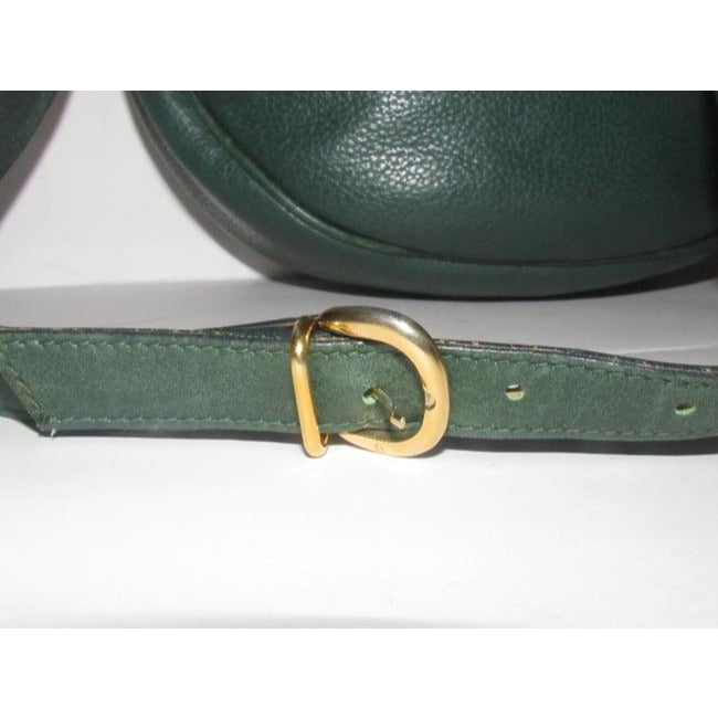 Gucci Round Canteen Style Textured Green Leather Satchel