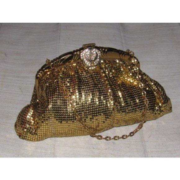 Whiting And Davis Vintage Mirrored Gold Chain Maille Mesh Designer Purse