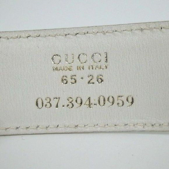 GUCCI White Tom Ford Era Chrome Square G Buckle