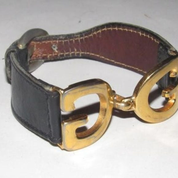 Vintage Gucci Gold, 'G' Logo Buckle Bracelet