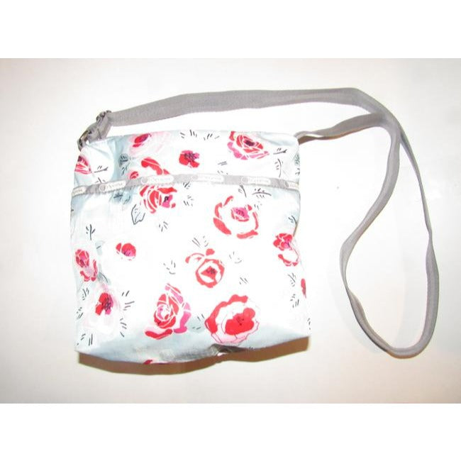 Lesportsac Grey Blue Red And Pink Floral Print Nylon Cross Body Bag