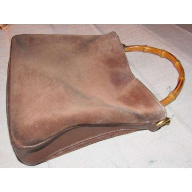 Gucci Vintage Mocha Brown Suede And Leather Hobo Bag