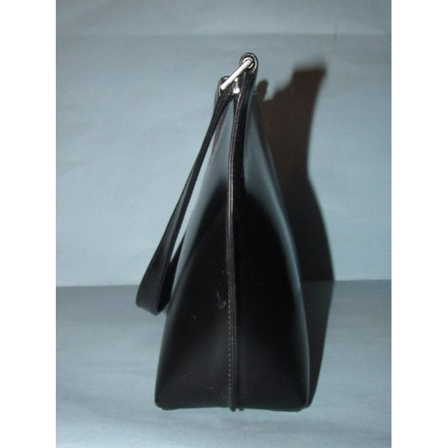 Gucci Vintage Glossy Black Leather Shoulder Bag