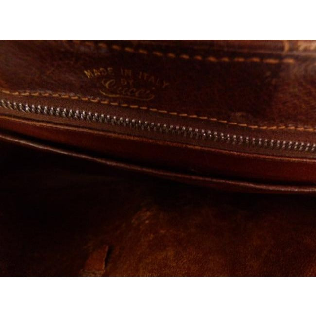 Gucci Brown Guccissima Print Leather Canvas Bag w Chrome Horse-bit Accent